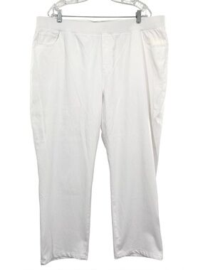 Ella Simone White Pull On Cotton Stretch Wide Leg Ankle Cropped Pants 2X
